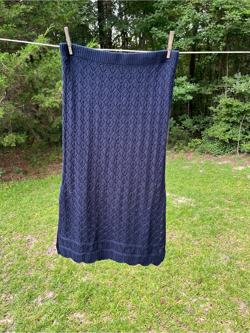 LC Lauren Conrad Navy Knit Midi Skirt